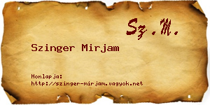 Szinger Mirjam névjegykártya